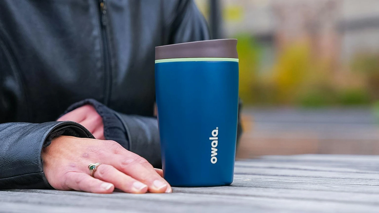 Owala SmoothSip Slider 12 oz shown in everyday use