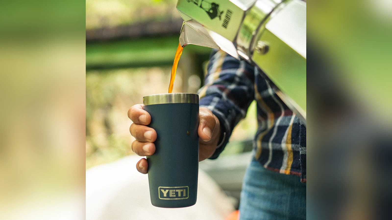 YETI Rambler 10 oz Tumbler with MagSlider Lid shown in everyday use