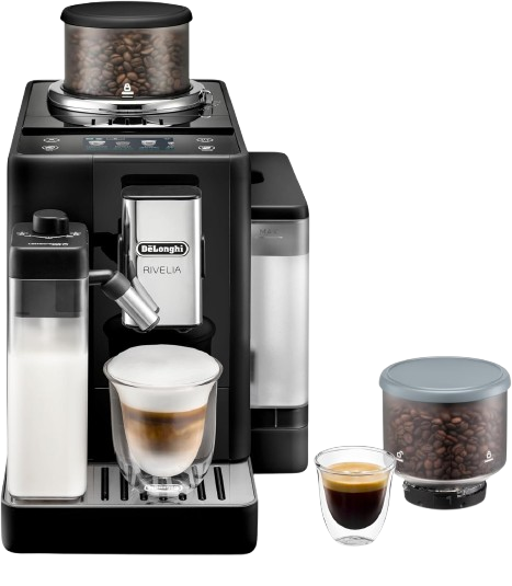 De’Longhi Rivelia super-automatic espresso machine with bean switching concept