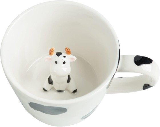 DIHOclub cow mug with hidden 3D animal figurine inside