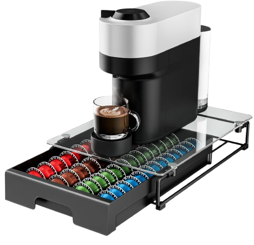 EVERIE Vertuo pod drawer organizer with tempered glass top