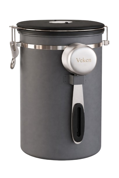 Airtight canister for sugar or cocoa on a coffee station counter