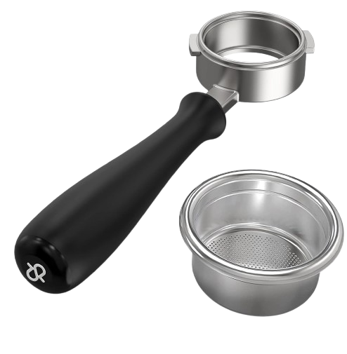 Rancilio Silvia 58mm bottomless portafilter with 3-cup basket